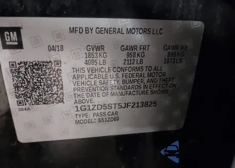 2018 Chevrolet Malibu Lt z USA, uszkodzony, nr VIN 1G1ZD5ST5JF213825